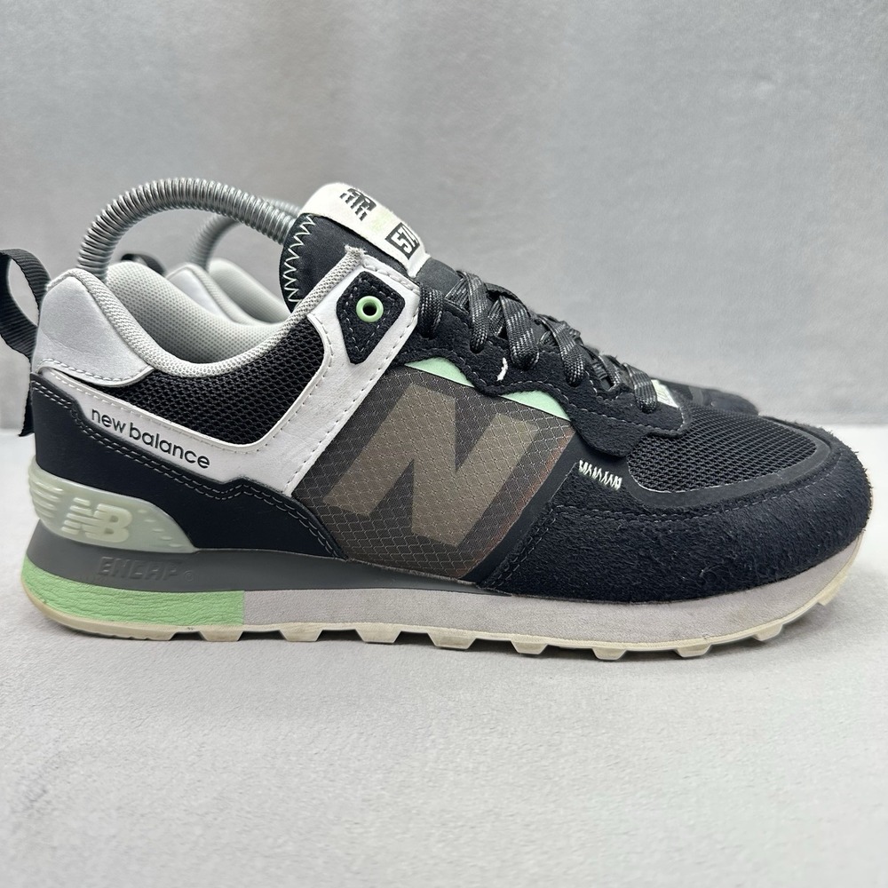 New Balance 574 Womens Size 8.5 (B) Shoes Black / Mint Athletic Low Top Sneakers